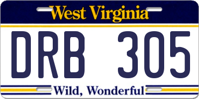WV license plate DRB305