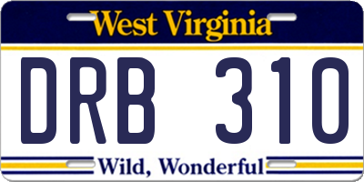 WV license plate DRB310