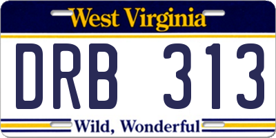 WV license plate DRB313