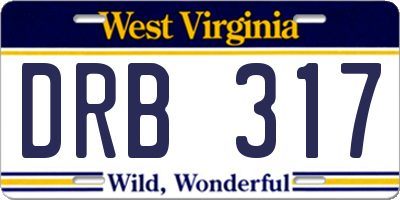 WV license plate DRB317