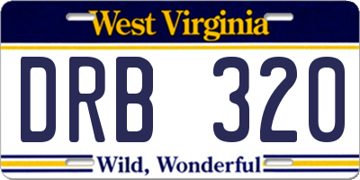 WV license plate DRB320