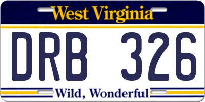WV license plate DRB326