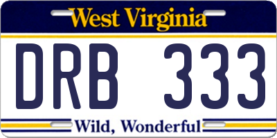 WV license plate DRB333