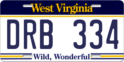 WV license plate DRB334