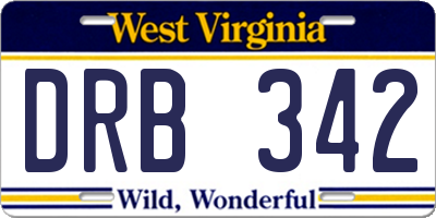WV license plate DRB342