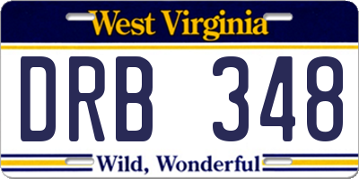 WV license plate DRB348
