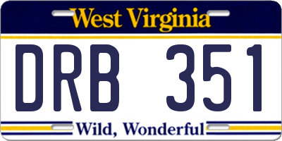 WV license plate DRB351