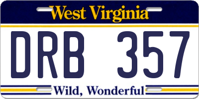 WV license plate DRB357