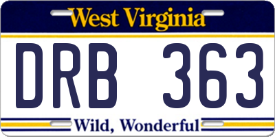 WV license plate DRB363