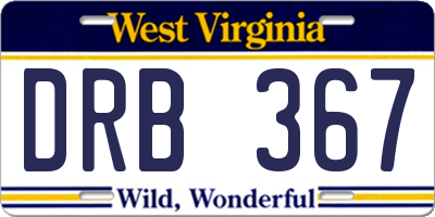 WV license plate DRB367