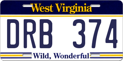 WV license plate DRB374