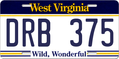WV license plate DRB375