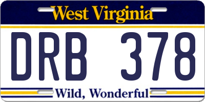 WV license plate DRB378