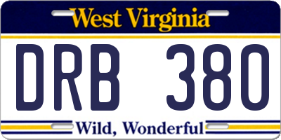WV license plate DRB380