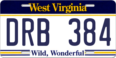 WV license plate DRB384