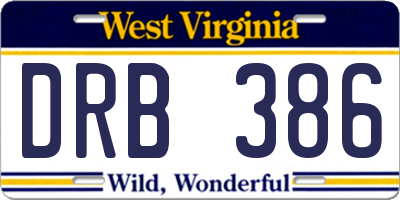 WV license plate DRB386