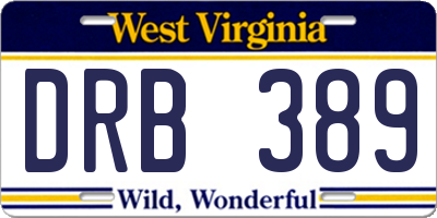WV license plate DRB389