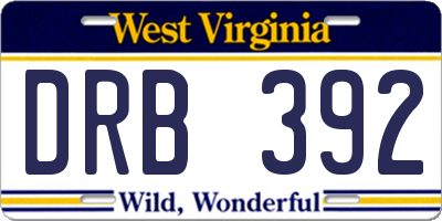 WV license plate DRB392