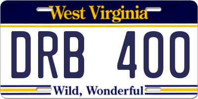 WV license plate DRB400