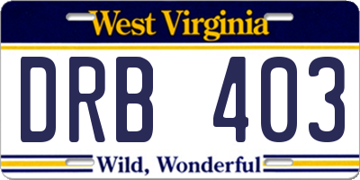 WV license plate DRB403