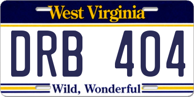 WV license plate DRB404