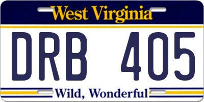 WV license plate DRB405