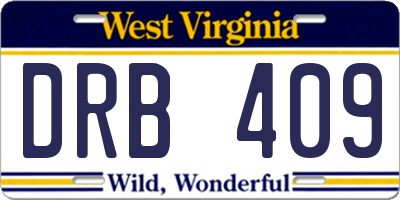 WV license plate DRB409