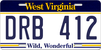 WV license plate DRB412