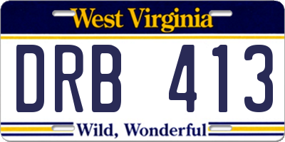 WV license plate DRB413