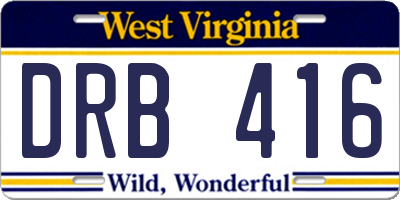 WV license plate DRB416