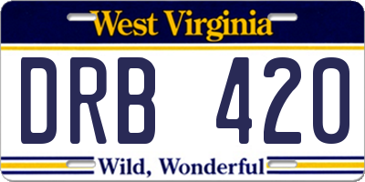 WV license plate DRB420