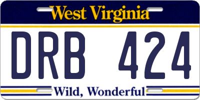 WV license plate DRB424
