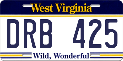 WV license plate DRB425
