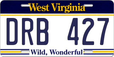 WV license plate DRB427