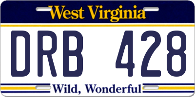 WV license plate DRB428