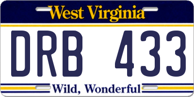 WV license plate DRB433