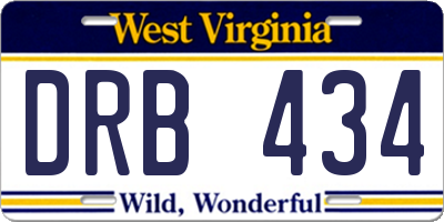 WV license plate DRB434