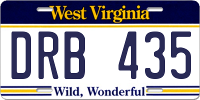 WV license plate DRB435