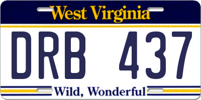 WV license plate DRB437