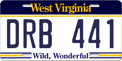 WV license plate DRB441