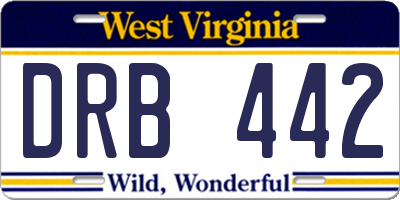 WV license plate DRB442