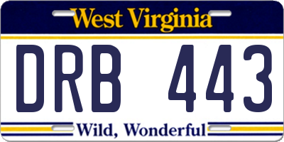 WV license plate DRB443