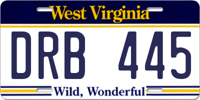 WV license plate DRB445