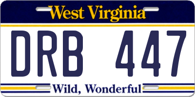 WV license plate DRB447