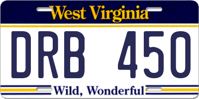 WV license plate DRB450