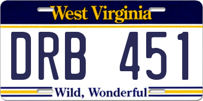 WV license plate DRB451