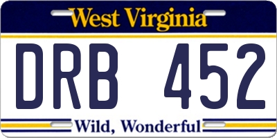 WV license plate DRB452