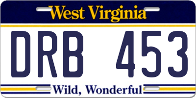 WV license plate DRB453