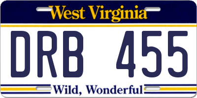 WV license plate DRB455