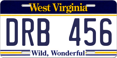 WV license plate DRB456